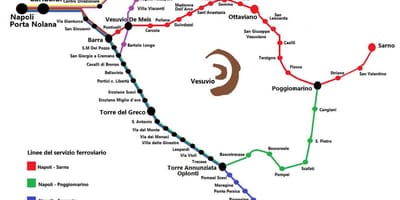 नक्शे के circumvesuviana ट्रेन